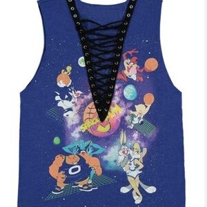 2/40$SPACE jam vintage bleu sleeveless top size medium